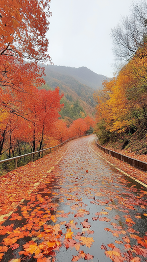 Autumn Roads in Daxing'anling with Maple Trees