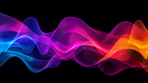 Abstract Waves of Color Representing Music on Dark Background