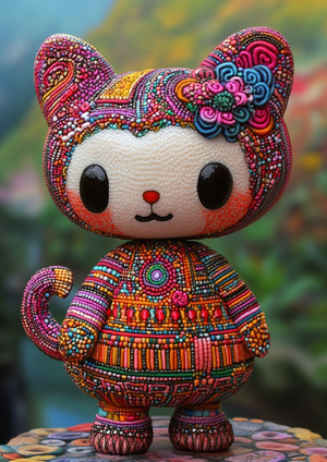 Alebrije-Inspired Hello Kitty in Hyperdetailed Style