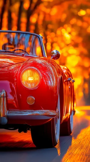 Autumn Road Trip in a Red Convertible