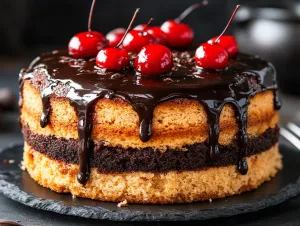 Cherry-Topped Chocolate Cake Delight