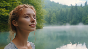 Close-Up of Slovenian Woman by Mystical Lake in Soft Light