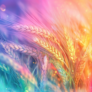 Dreamy Rainbow Wheat Field in Cute Cartoon Style