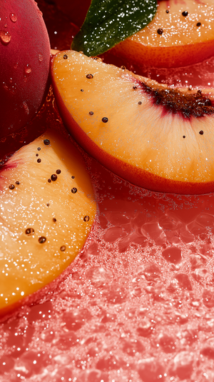 Elegant Peach and Honey Drip in Hyperrealism on Pink Backdrop