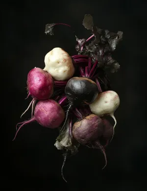 High-Contrast Food Art with Colorful Beets