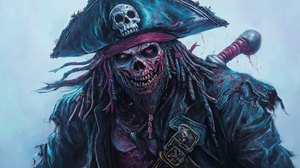 Intricate Zombie Pirate Tattoo Design in High-Detail Art Style