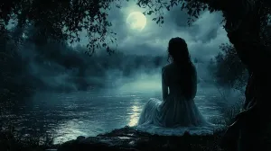 La Llorona in Moonlit Gothic Landscape