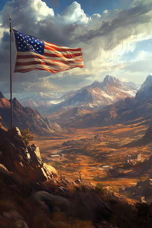 Majestic Painting of American Flag Waving