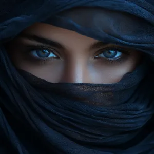 Mystery and Allure in Blue-Eyed Elegance