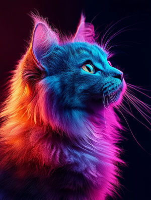 Portrait of Persian Cat with Blue-Toned Fur