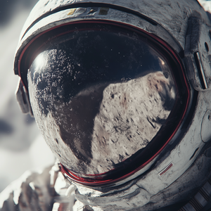 Realistic Close-Up of Astronaut on the Moon