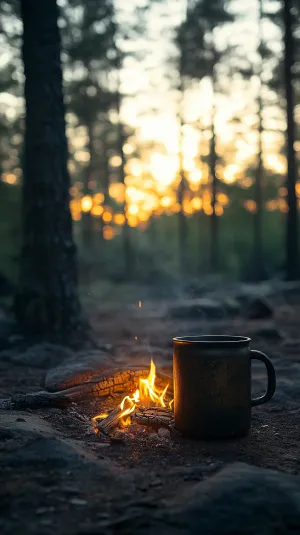 Cozy Coffee by the Campfire