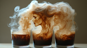 Silhouette of Woman in Coffee Steam