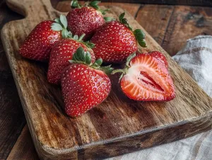 Strawberry Delight on Rustic Cutting Board