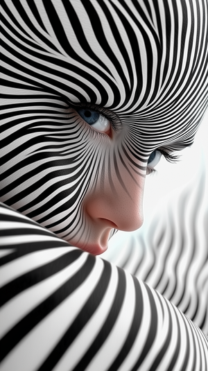 Surreal Portrait of Woman in Spiral World