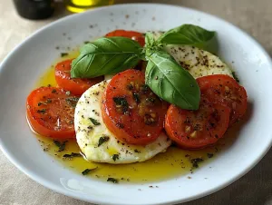 Tomatoes, Cheese and Basil Platter