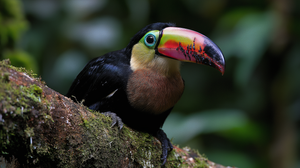 Toucan Perched in Lush Rainforest Scene