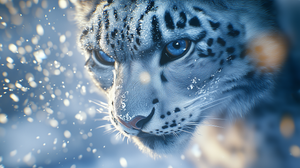 Ultra-Realistic Close-Up of Snow Leopard in Snowy Habitat