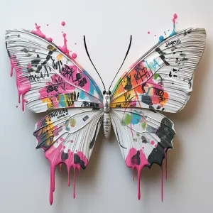 Urban Art Butterfly Wings in Neon Graffiti Style