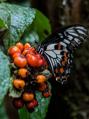 Butterfly amidst Berries