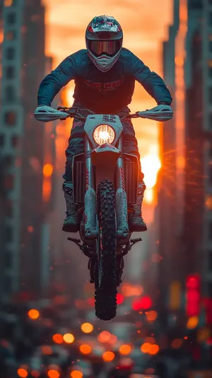 Cinematic Shot of a Motorcycle Stunt