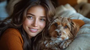 Gentle Smile of a Long-Haired Brunette Beauty