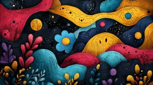 Journey into Colorful Abstract Doodles