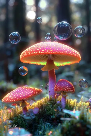 Mushroom Magic Amidst Forest