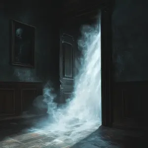 Mysterious Mist Seeping Through A Cracked Door