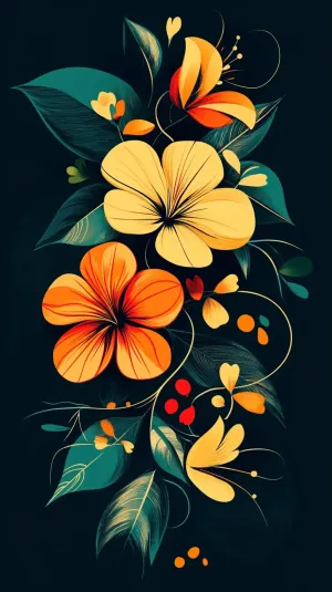 Painting of Vibrant Flowers of Various Colors