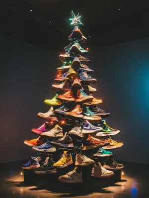 Unconventional Christmas Tree Crafted from Nike Sneakers