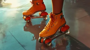 Vibrant Orange Roller Skates