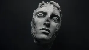 Weathered and Damaged Greek Stone Head