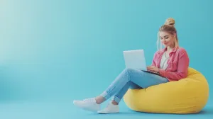 Woman Sitting on a Bean Bag